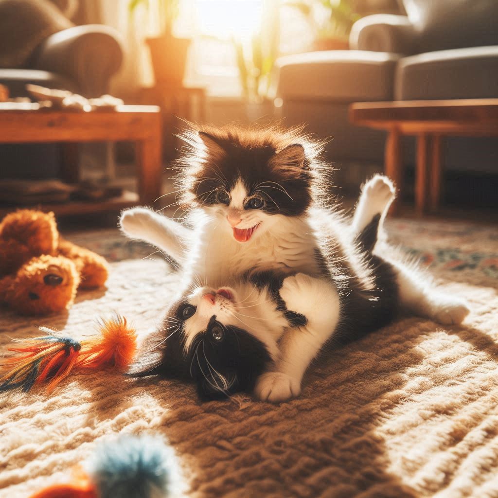 two cats fighting